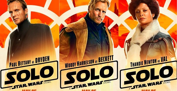 Novos cartazes de Han Solo: Uma História Star Wars trazem personagens de Paul Bettany, Woody Harrelson e Thandie Newton