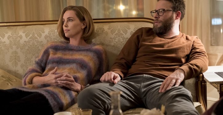 Charlize Theron e Seth Rogen flertam no pôster final de Casal Improvável